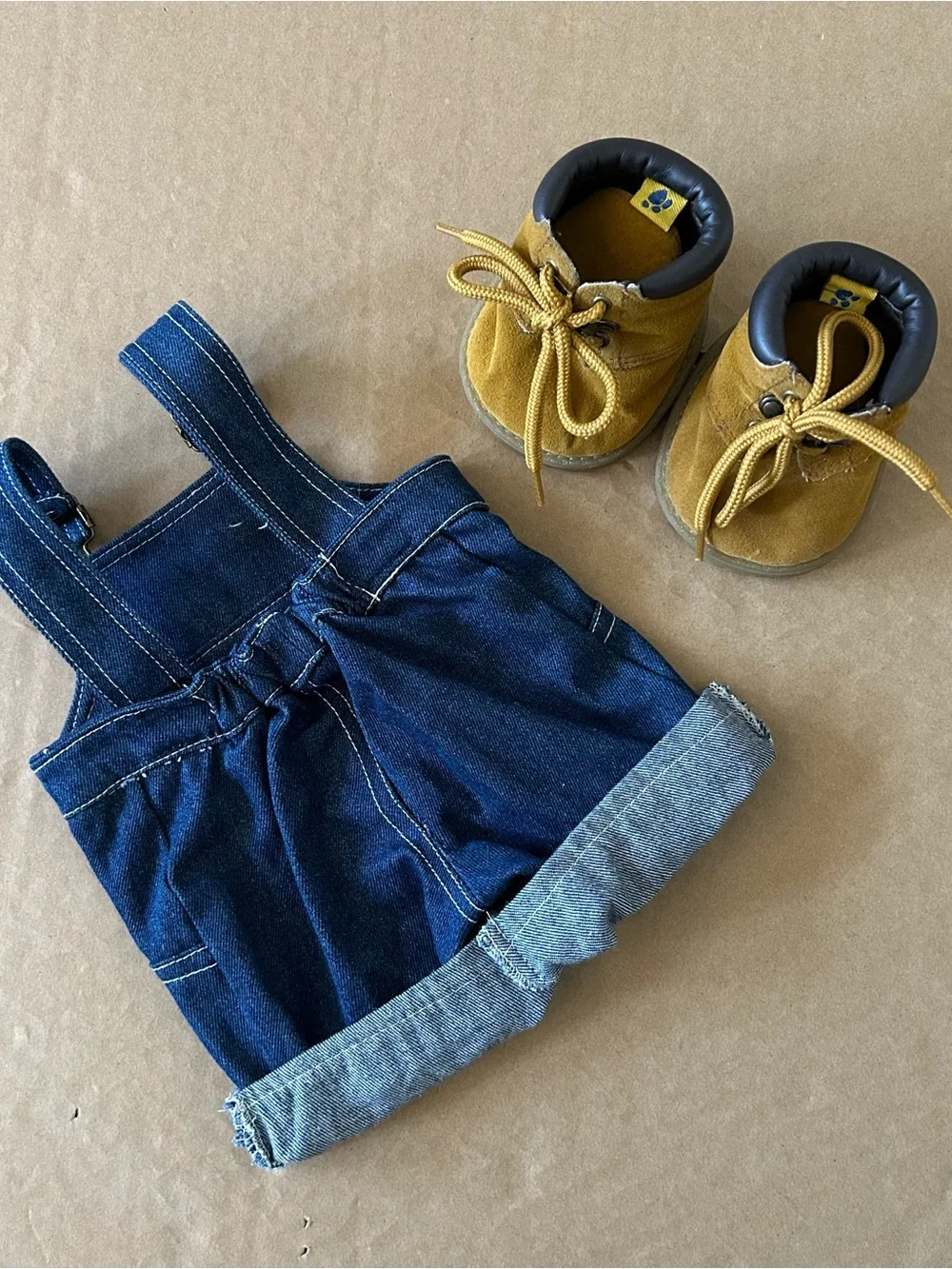 Build a Bear Denim Overall Shorts and Shoes Set Stuffed Animal Plush Clothing